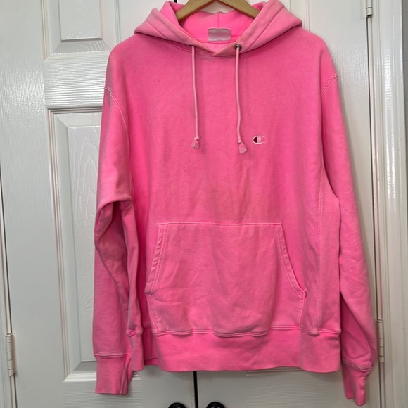 Champion Tops - Champion Pink Hoodie Sweatshirt Distressed Size Large